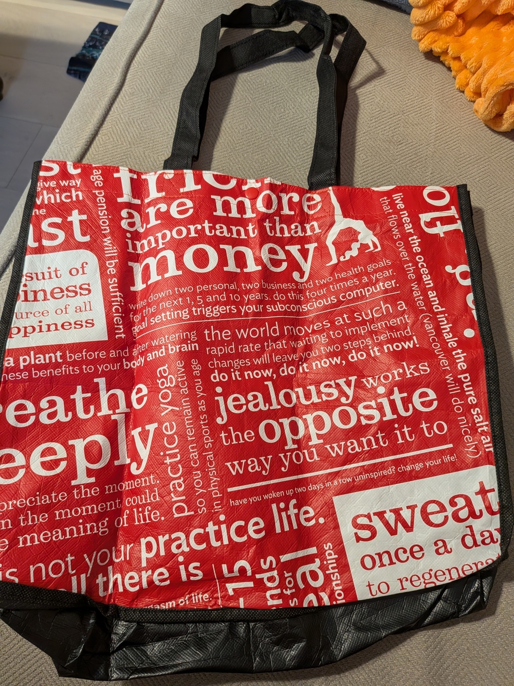 lululemon athletica Red and White Graphic Tote Bag